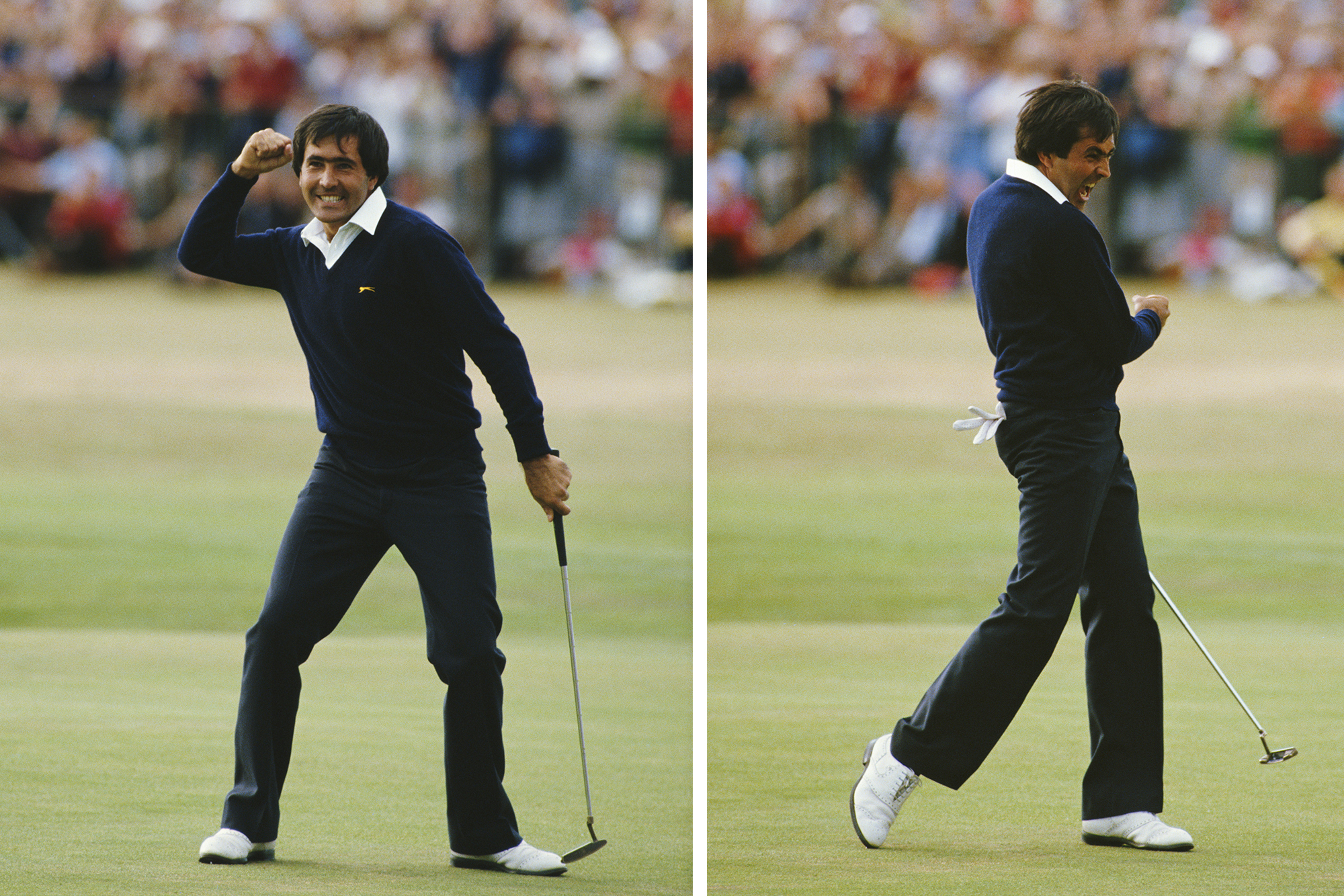 Seve Ballesteros celebrating winning the 1970 Open Championship at St. Andrews