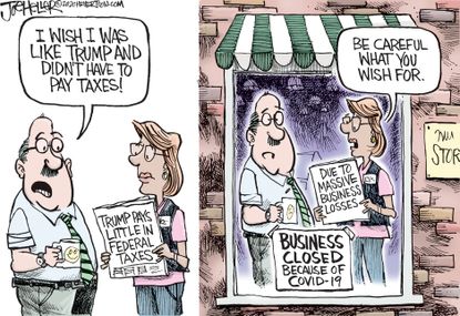 Editorial Cartoon U.S. COVID small business Trump taxes
