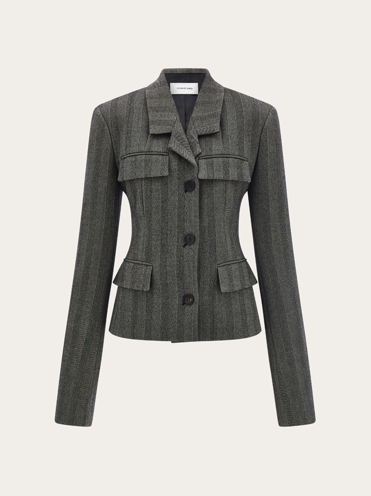 Single Breasted Blazer in Chevron