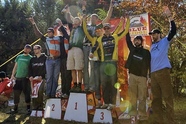The podium for the two-person teams.