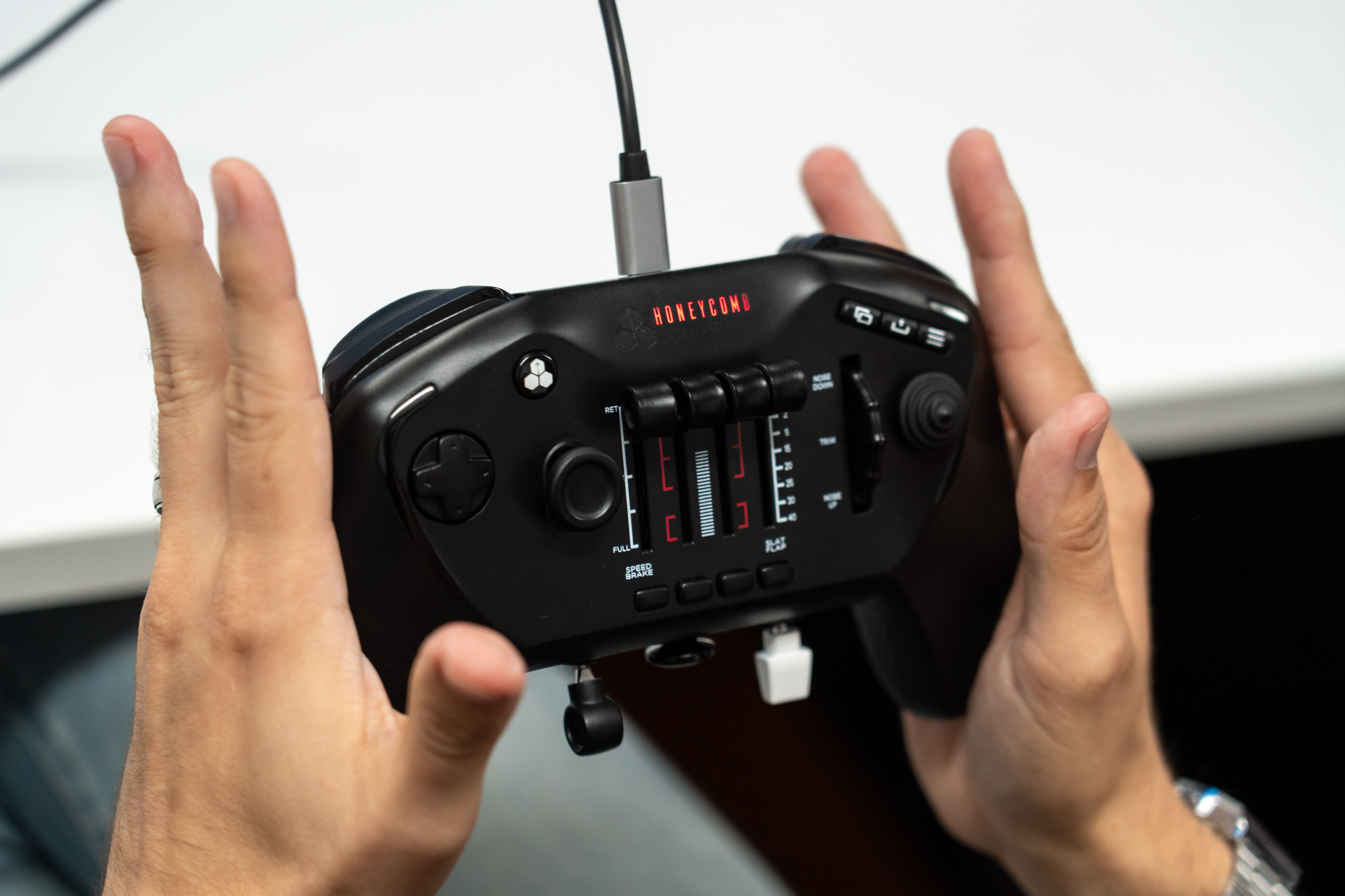 Honeycomb Aeronautical Echo Avitaion Controller prototype held in hand.