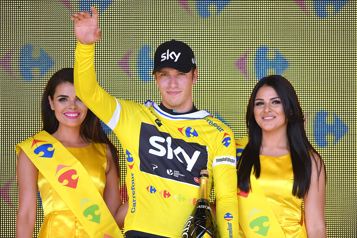 Danny van Poppel (Sky) in yellow in Poland.
