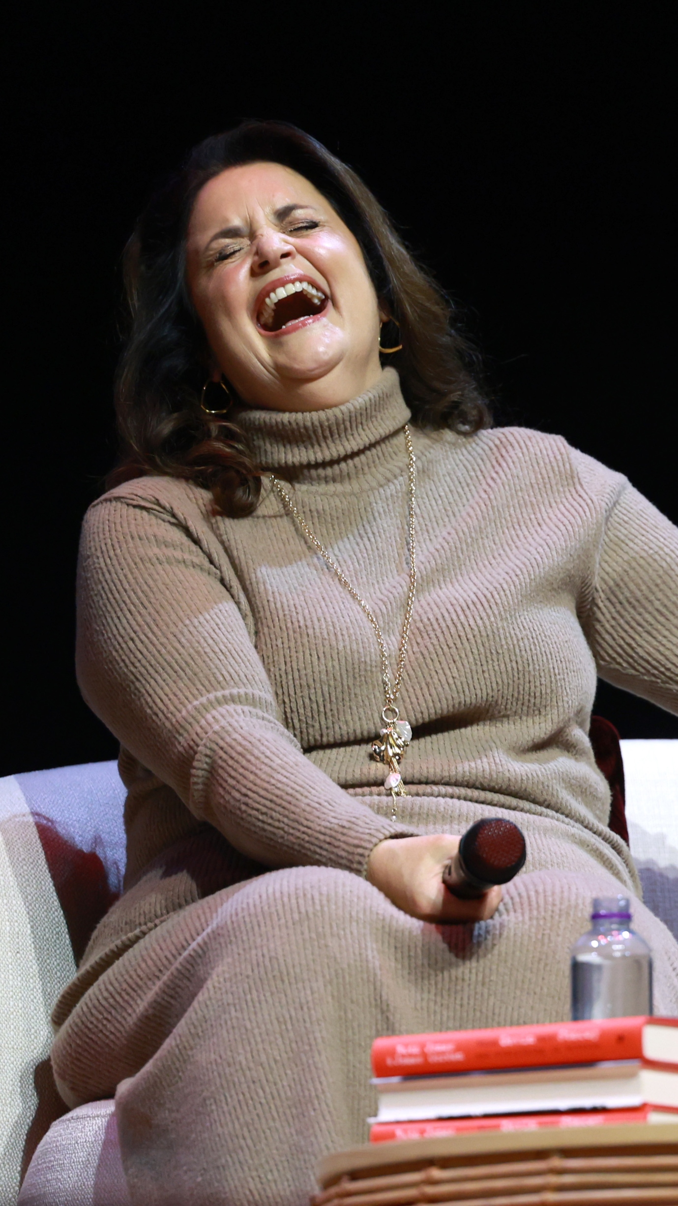 Ruth Jones laughs during the "When Gavin Met Stacey And Everything In Between" book event at London Palladium on October 06, 2025