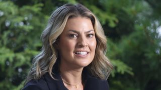 Amanda Balionis broadcasting during the John Deere Classic