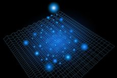 An illustration shows how laser light (represented by the glowing orbs) hits a charge density wave, it changes the wave's behavior.