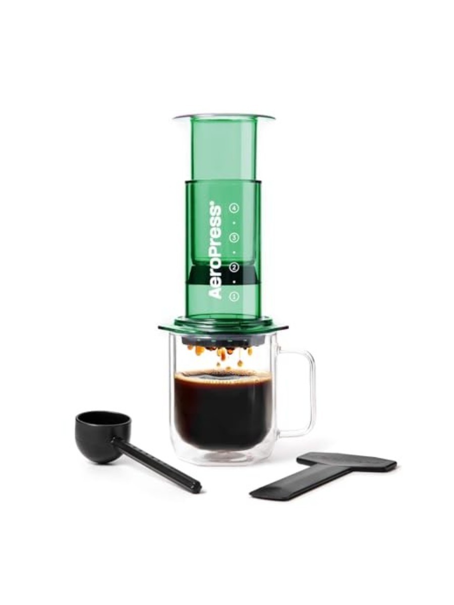 AeroPress coffee maker in green