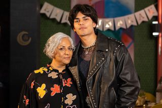 Misbah Maalik with her nephew Dillon in Hollyoaks.