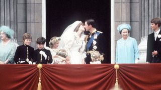 Princess Diana and Prince Charles on the balcony of Buckingham Palace on their wedding day