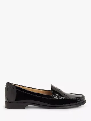 John Lewis Pennie Patent Leather Loafers, Black