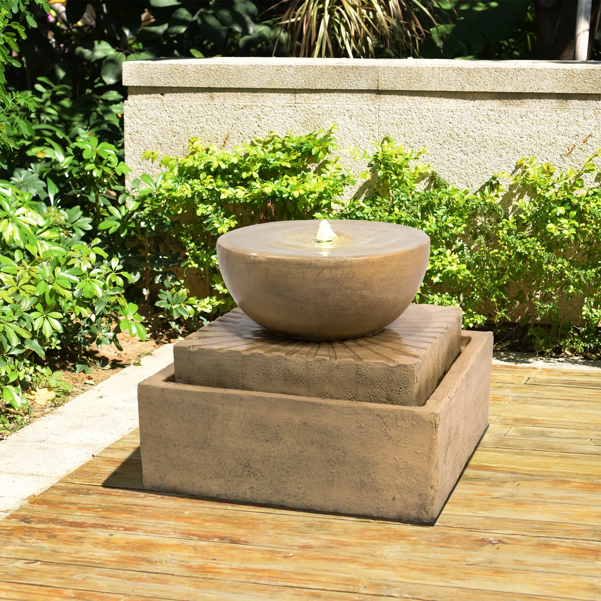 Teamson Home, Hand Crafted Weather Resistant Floor Fountain with Light