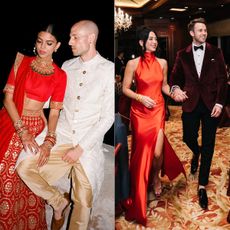 women wearing wedding guest dresses