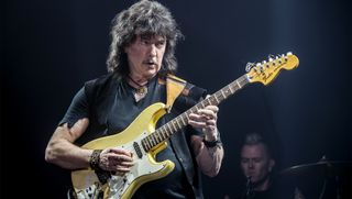 Ritchie Blackmore of Rainbow performs at Genting Arena on June 25, 2016 in Birmingham, England.