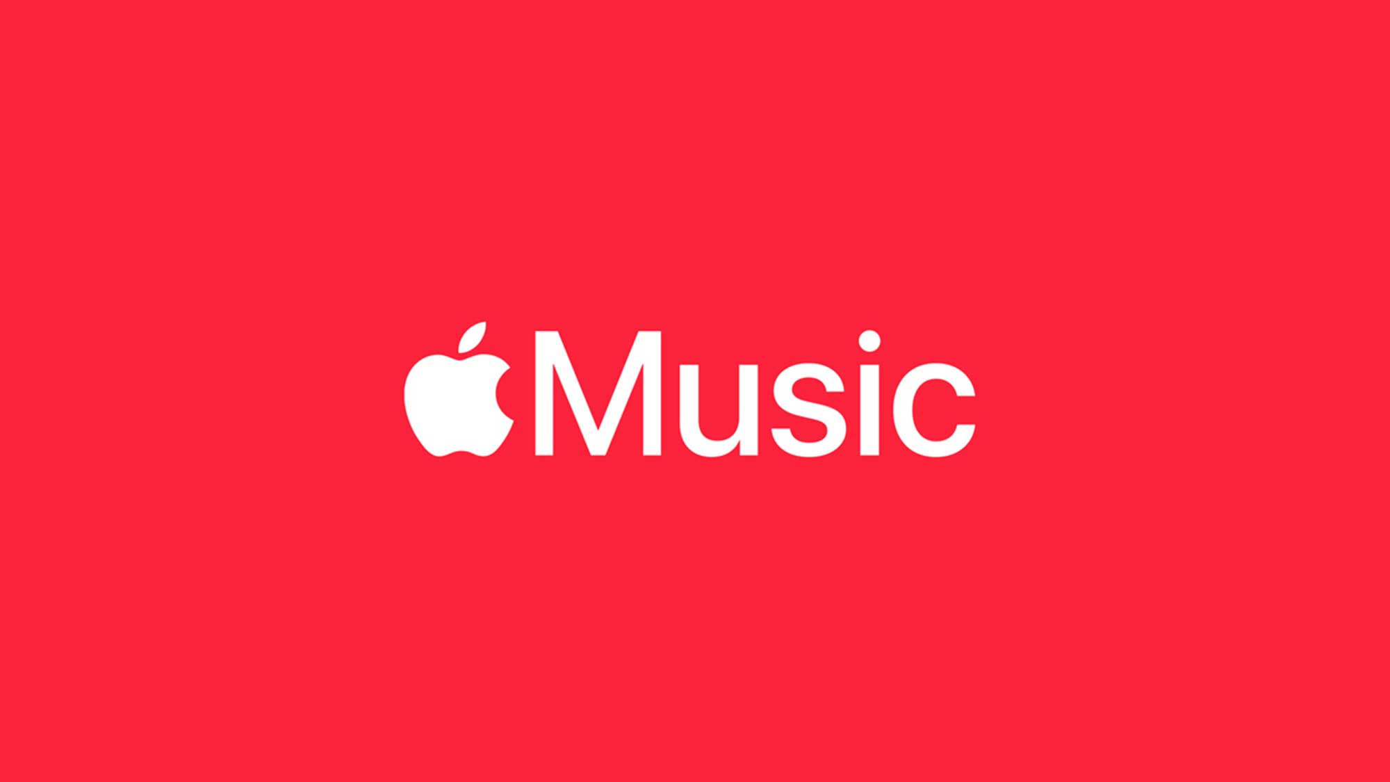 Logotipo de Apple Music sobre fondo rojo