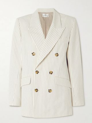 Double-Breasted Pinstriped Cotton-Blend Twill Blazer