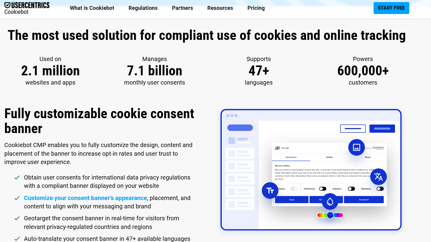 Cookiebot consent banner