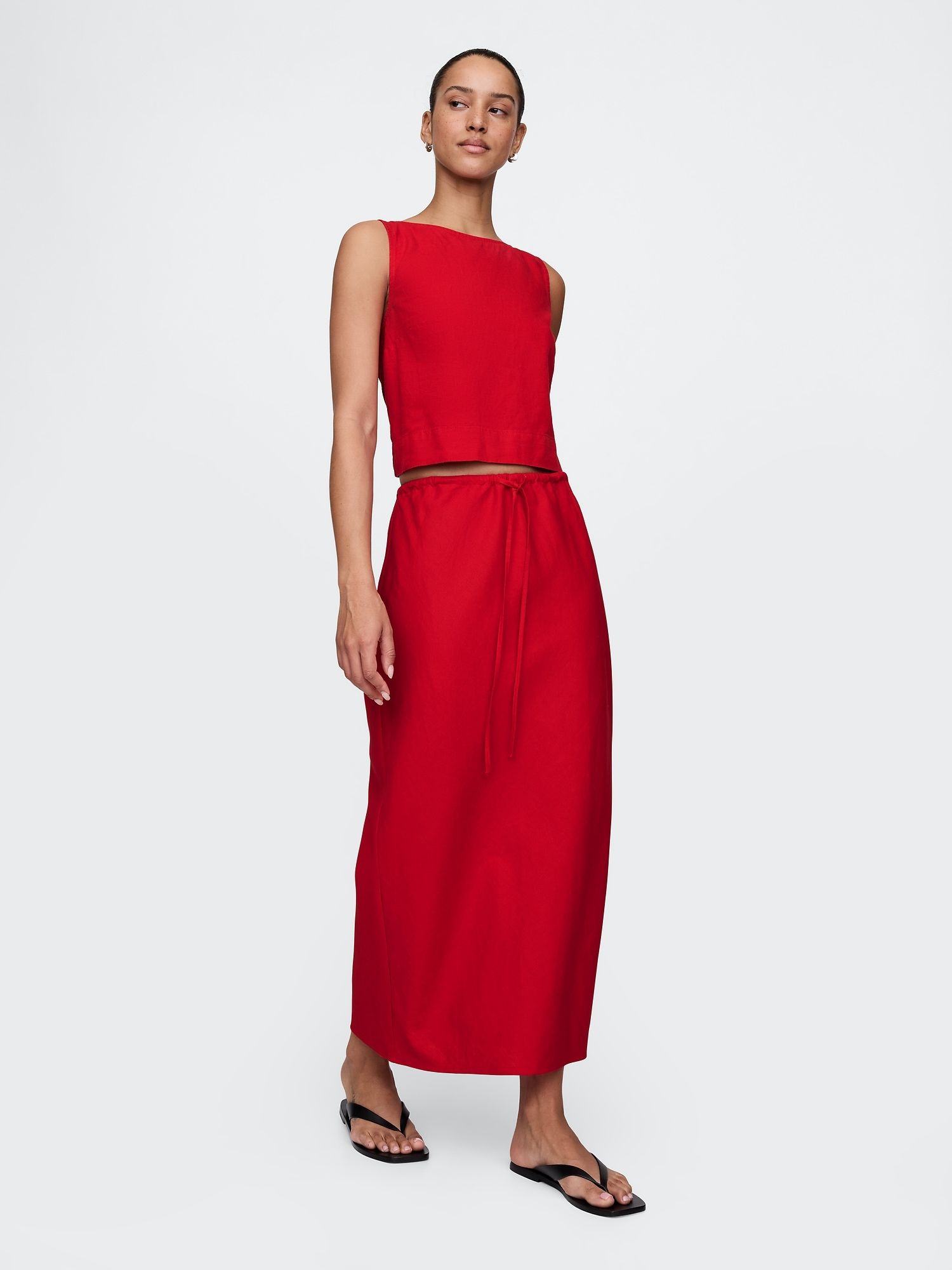 Gap, Linen-Blend Midi Skirt