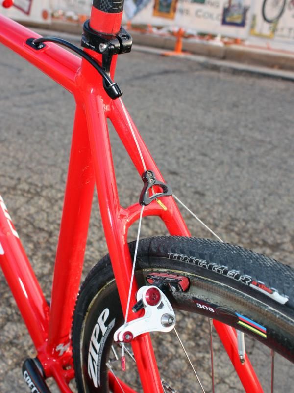 Building the rear brake housing stop into the seatpost collar makes for a cleaner rear end.