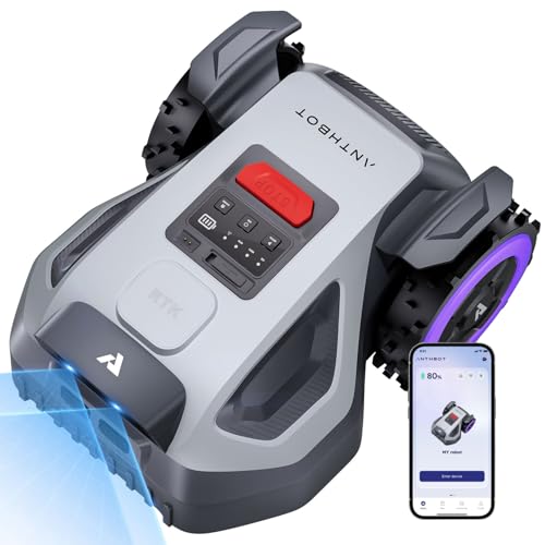 Anthbot M9 Robot Lawn Mower 1/4 Acre, Dual Vision+full-Band Rtk Robotic Lawnmower, No Perimeter Wire, App Control Obstacle Avoidance, 45% Slope, Cutting Height, Multi-Zone Mapping