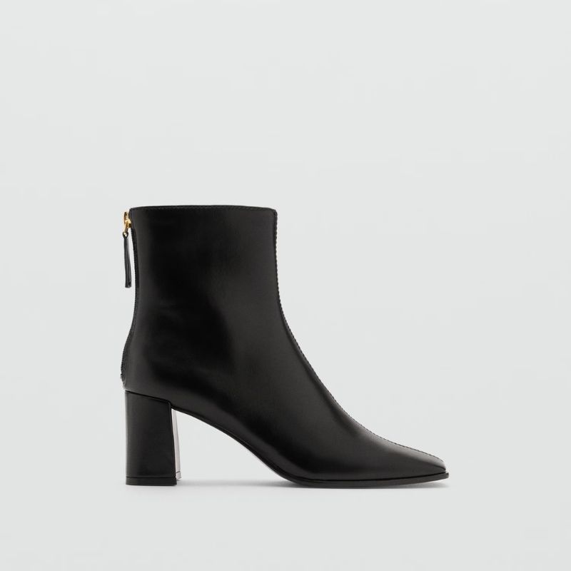 Mango , Block Ankle Boots with Square Toe
