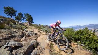 Lachlan Morton competes with Kenneth Karaya at Cape Epic 2021