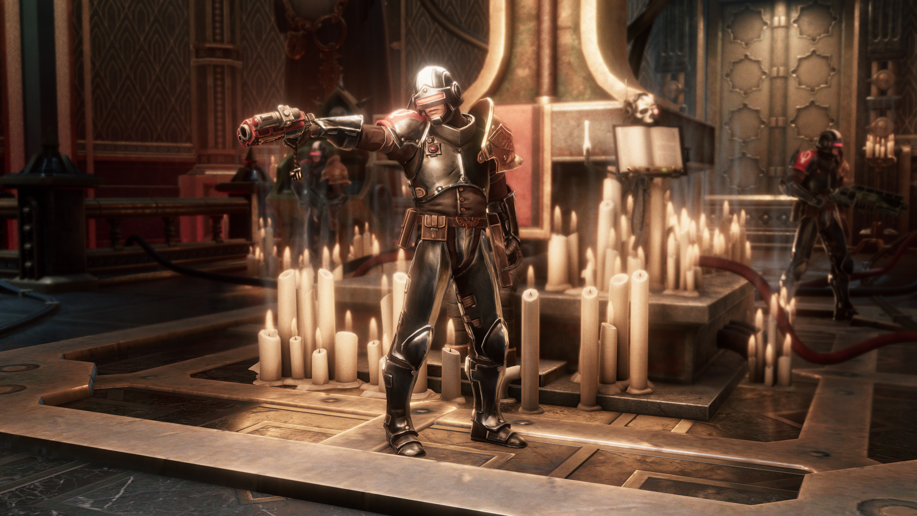 Promotional screenshot of an Adeptus Arbites in Warhammer 40,000: Rogue Trader