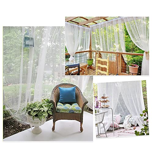 Ryb Home Outdoor Mosquito Net for Porch/patio/canopy/gazebo - 2 Panels Waterproof Outdoor Sheer Tulle Curtains Mesh Net Privacy Drapes With Diy Adjustable Length, White, W118 X L98 Inches