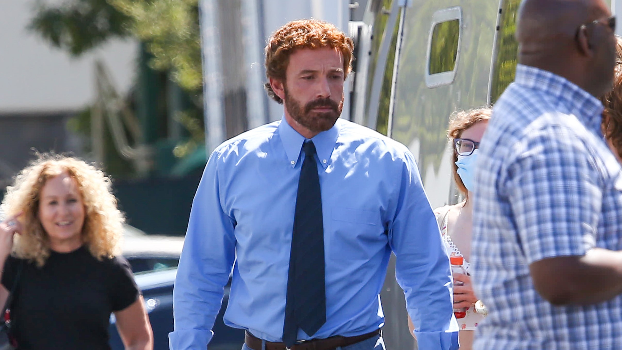 Ben Affleck in costume as Phil Knight on the set of AIR