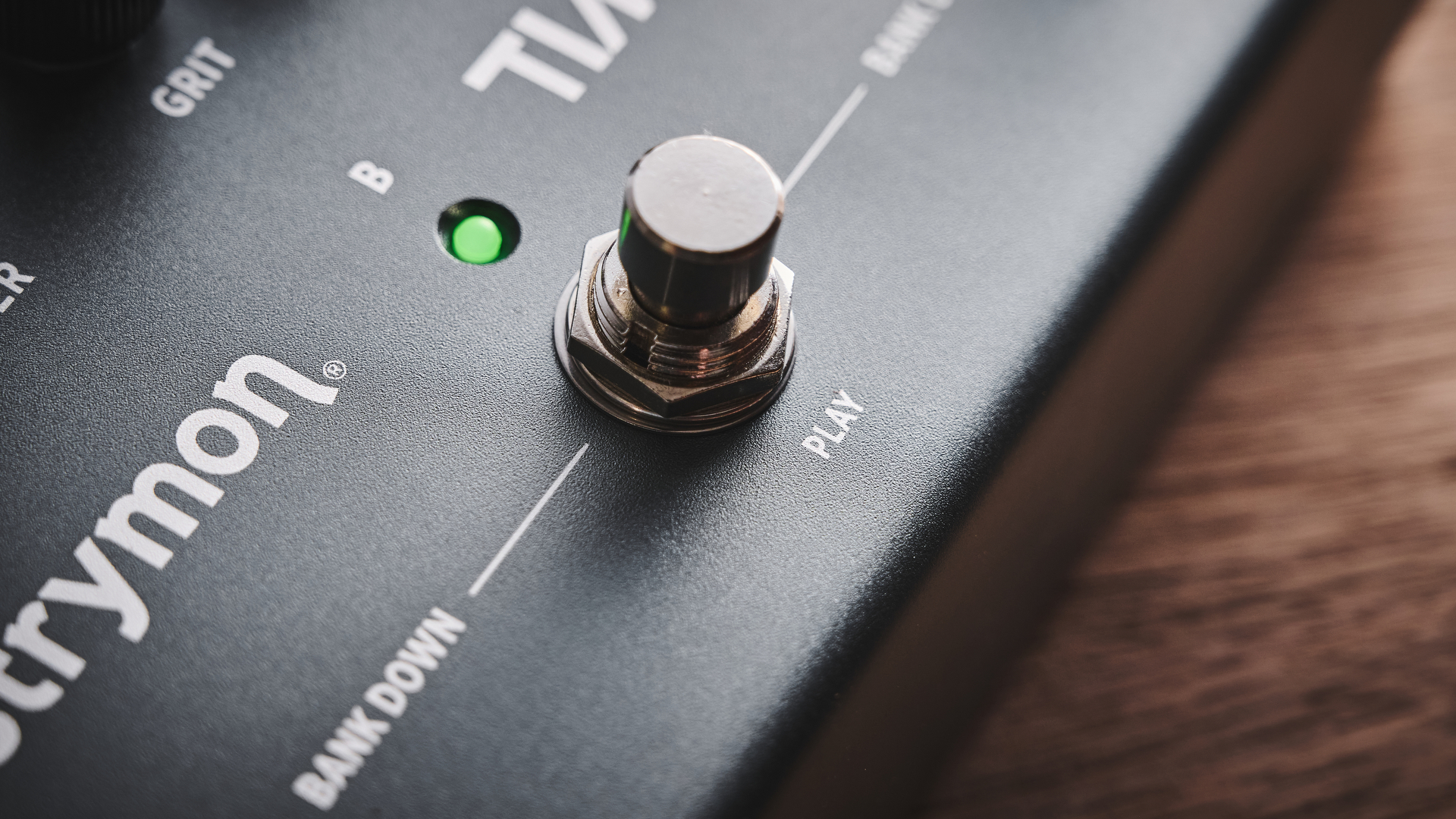 A footswitch on the Strymon TimeLine MX delay pedal