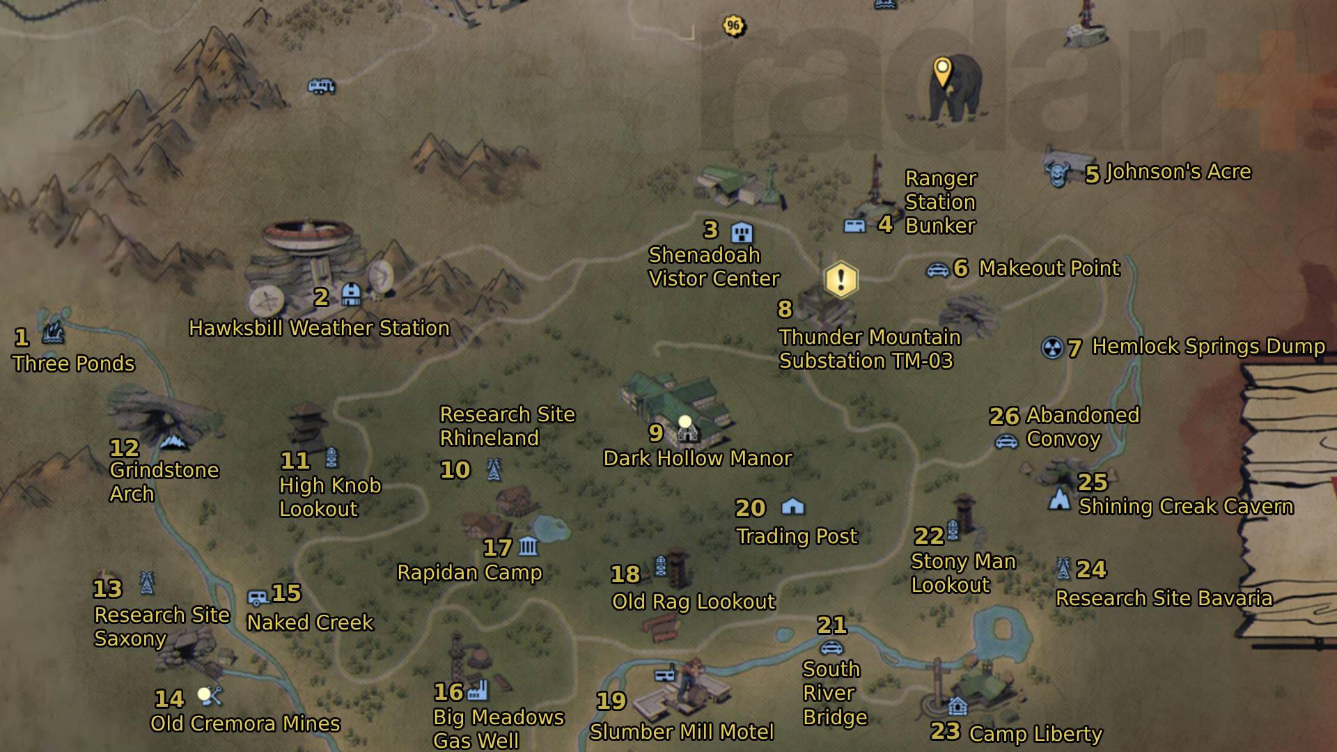 Fallout 76 skyline valley map
