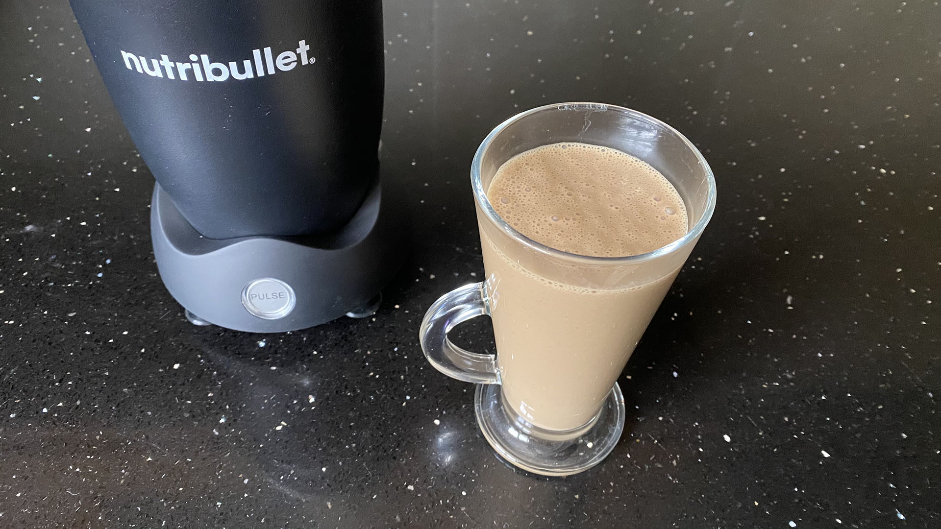 Coffee smoothie made in Nutribullet Pro+ 1200 blender