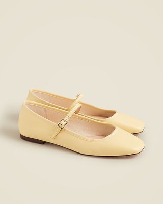 Quinn Square-Toe Mary Jane Flats in Leather