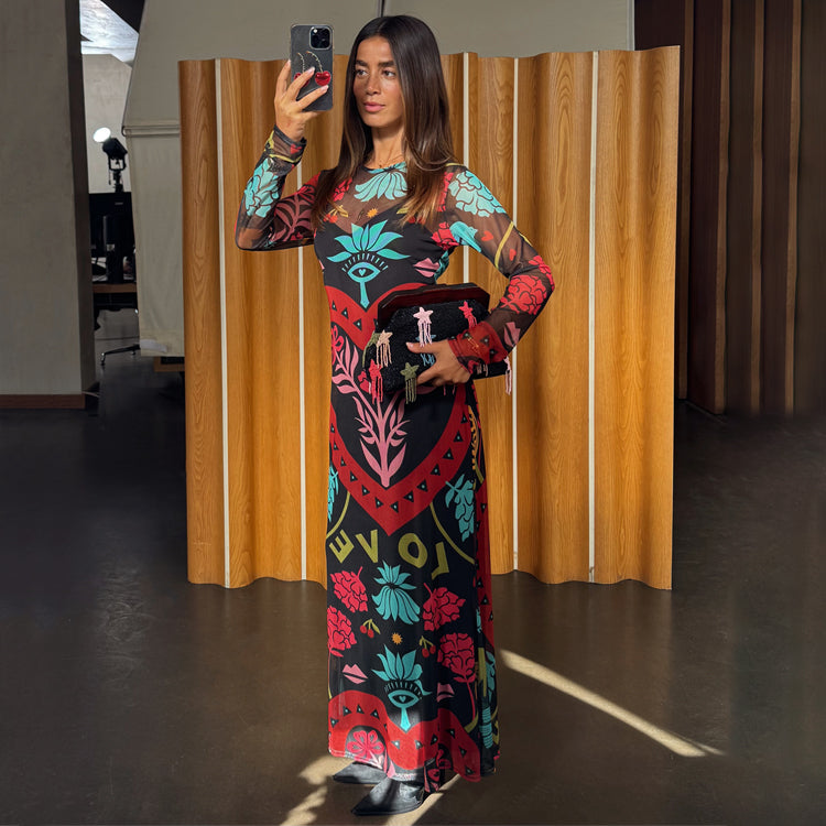 Black Amara Mesh Dress - 6