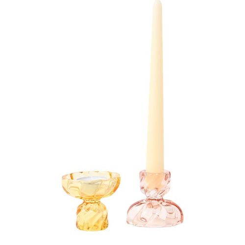 'Alba' Double Sided Glass Candlestick Holders 
