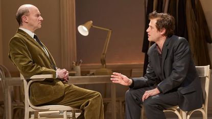 Mark Gatiss as John Gielgud and Johnny Flynn as Richard Burton in The Motive and the Cue  