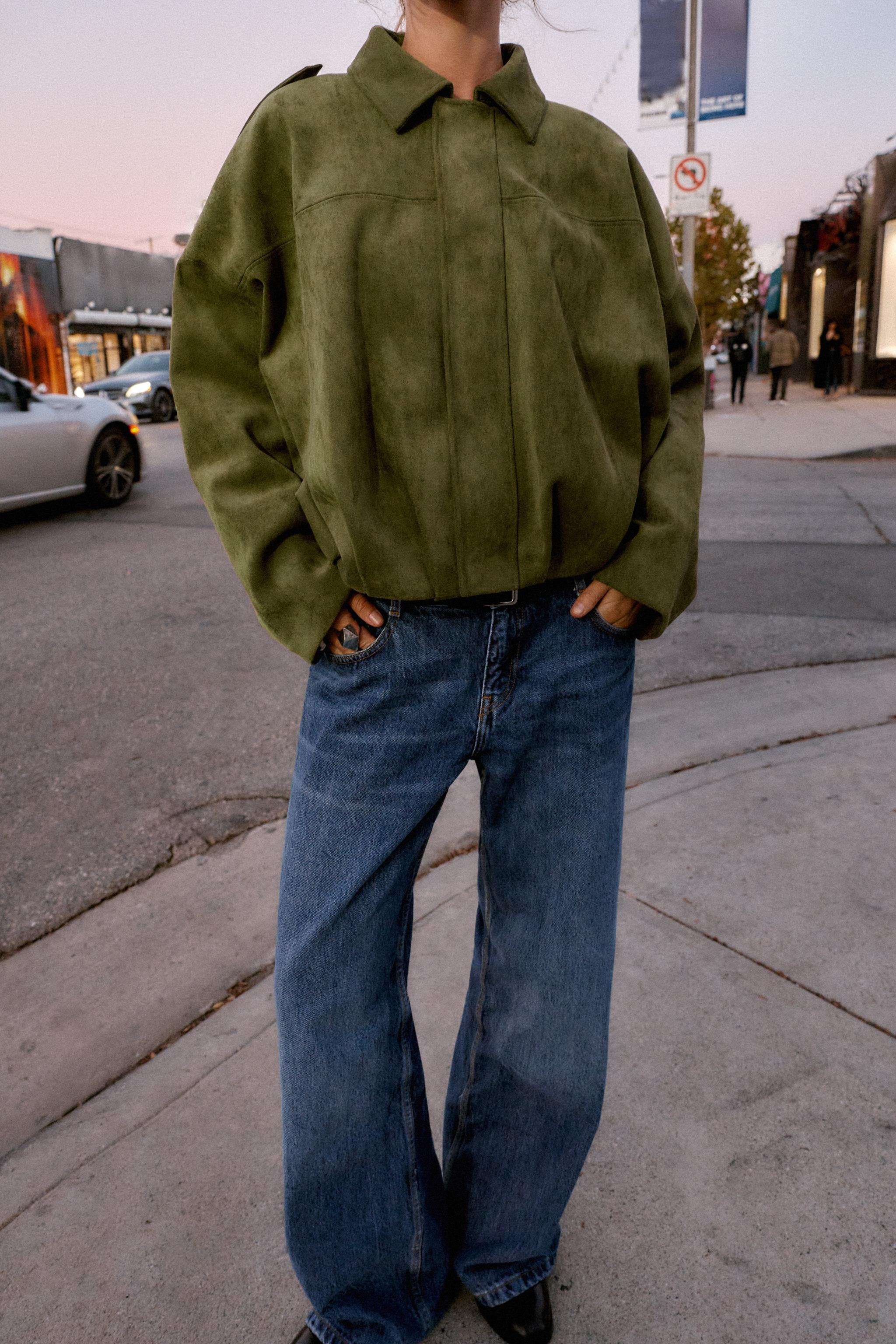 ZARA, Suede Effect Bomber Jacket