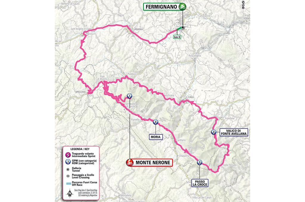 Stage 7 map for 2025 Giro d'Italia Women