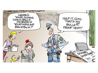 Editorial cartoon school shooting gun violence