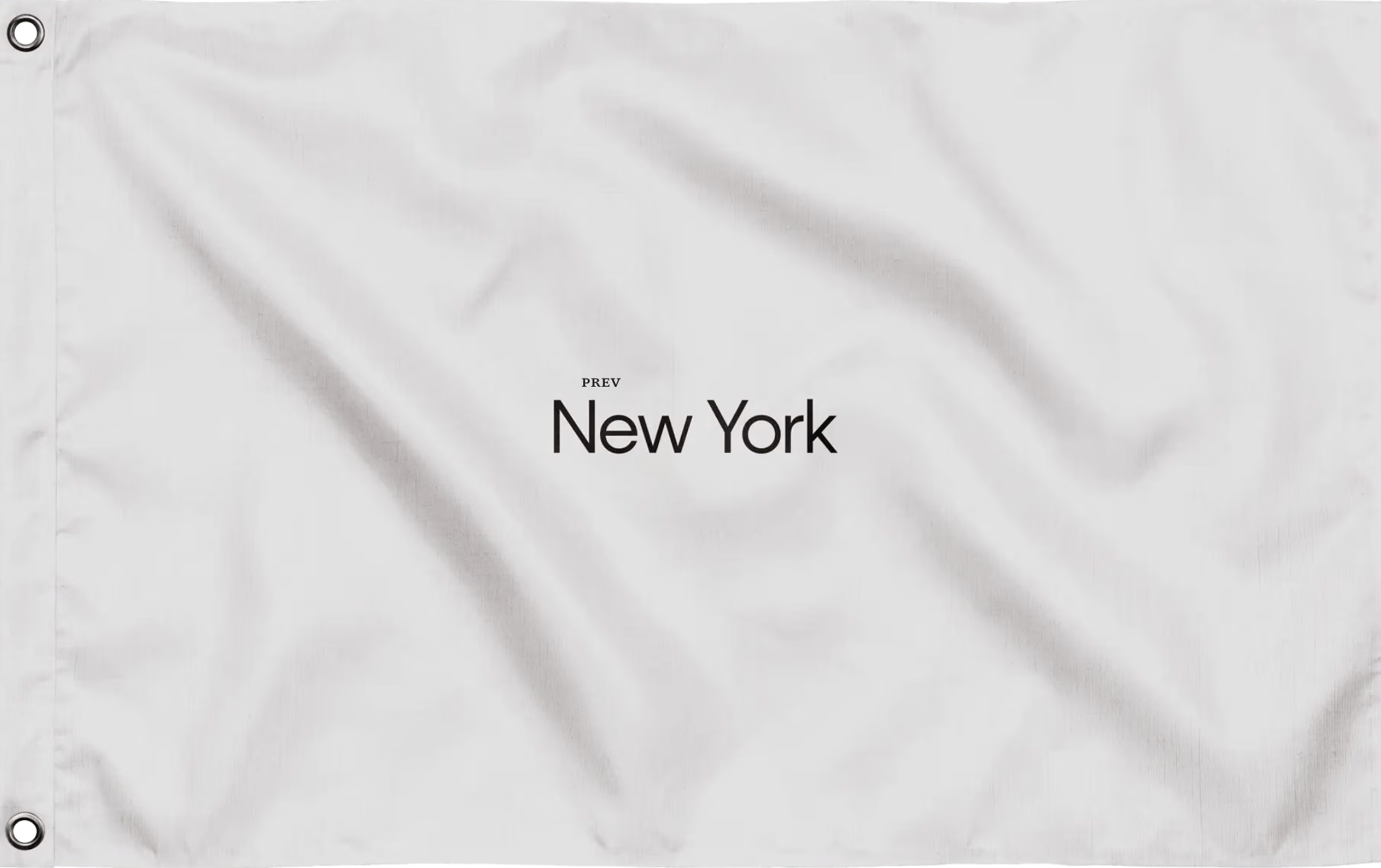 White flag with New York written in the centre in plain sans serif font