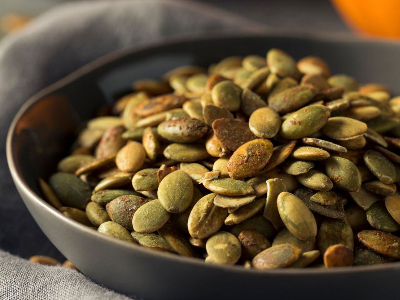 Bowl Of Seasoned Pumpkin Seeds