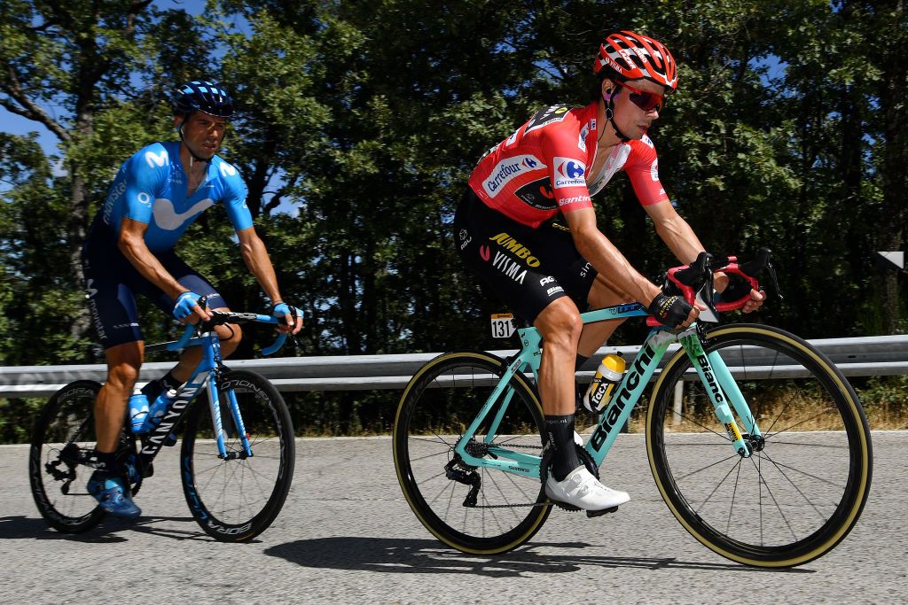 Primoz Roglic (Jumbo-Visma) in the peloton on stage 18