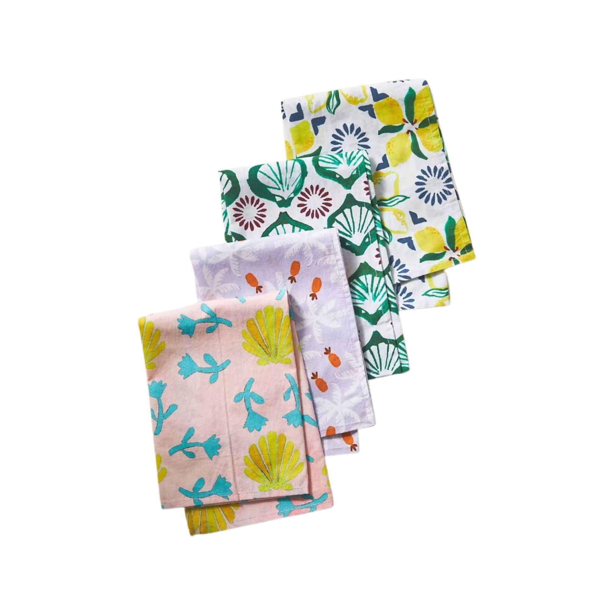 Satu set empat serbet warna-warni