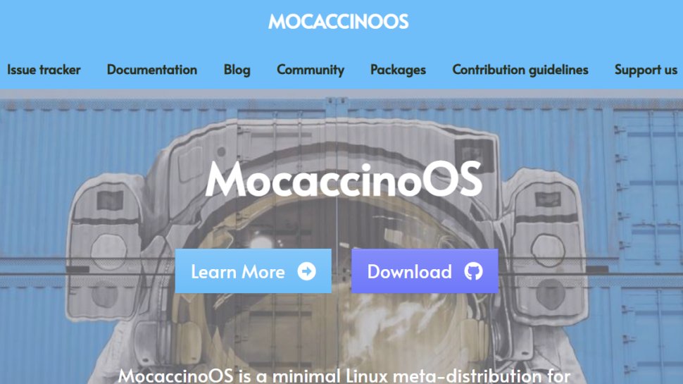 Website screenshot of MocaccinoOS (August, 2025)