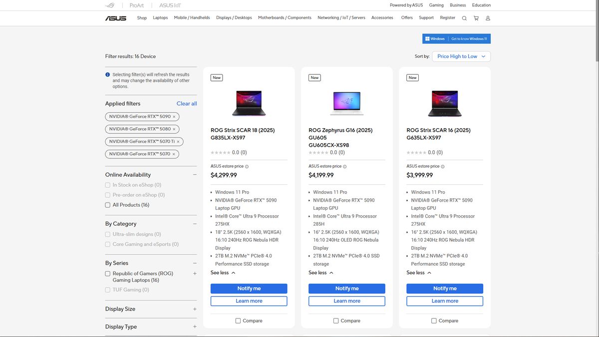 RTX 50 series laptops