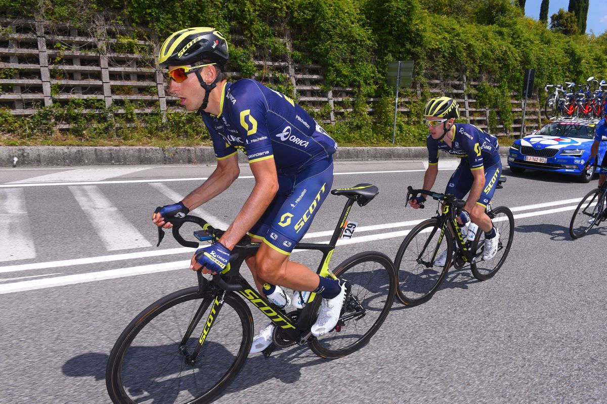 Carlos Verona with Orica-Scott teammate Adam Yates