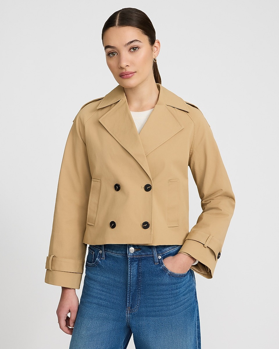 express, Double Breasted Cropped Trench Coat