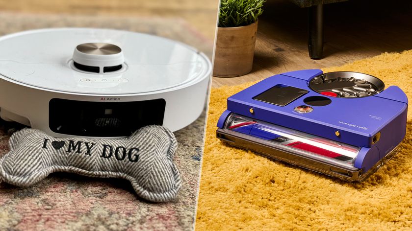 Dreame L40 Ultra (left) and D-shaped Dyson 360 Vis Nav robot vacuums (right) 