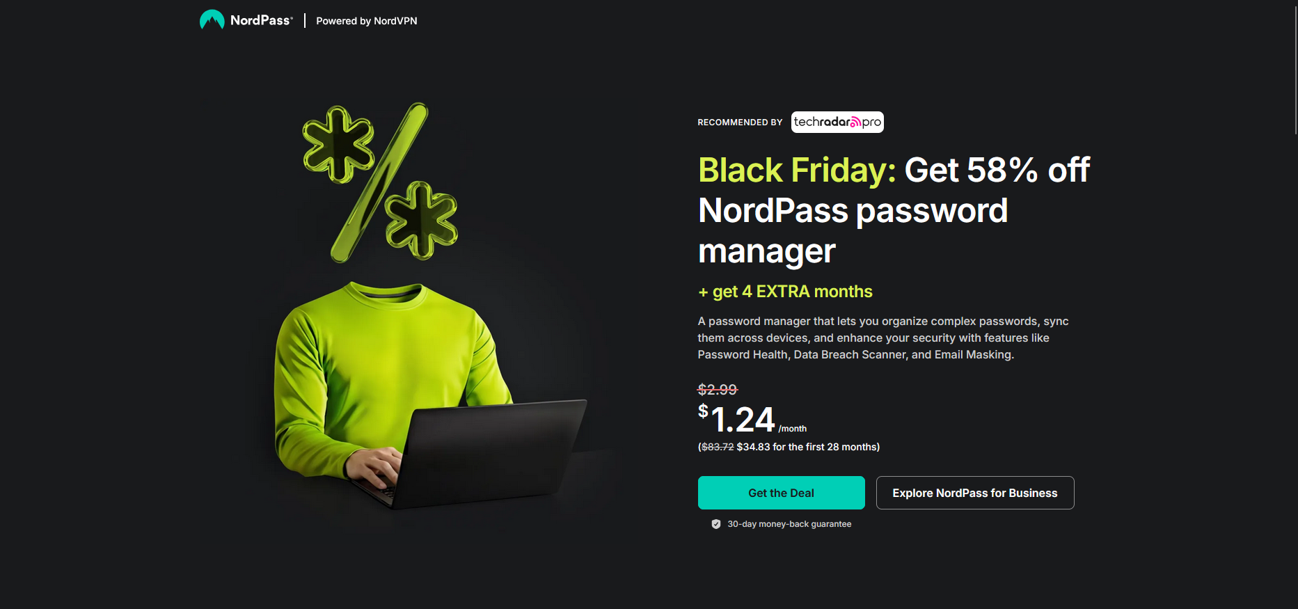 NordPass 블랙 프라이데이 특가가 출시되었습니다. 지금 58% 할인된 가격으로 최고의 비밀번호 관리자를 구매하세요 NordPass 블랙 프라이데이 특가가 출시되었습니다. 지금 58% 할인된 가격으로 최고의 비밀번호 관리자를 구매하세요