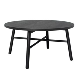 black timber look round coffee table