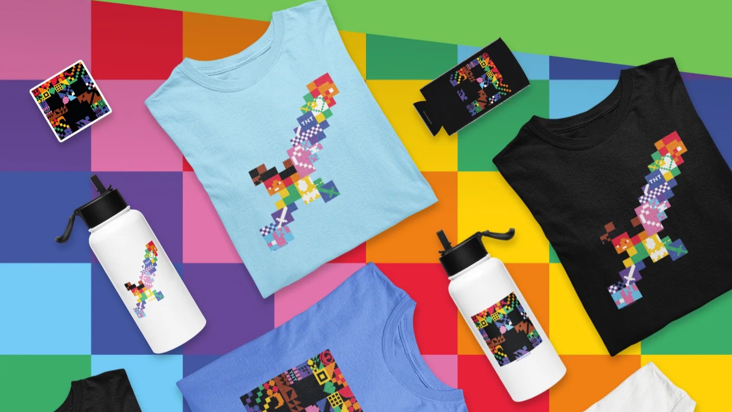 A selection of official merch from the Minecraft Shop