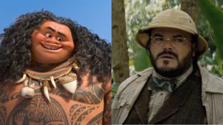 Maui in Moana/ Jack Black looking serious in Jumanji